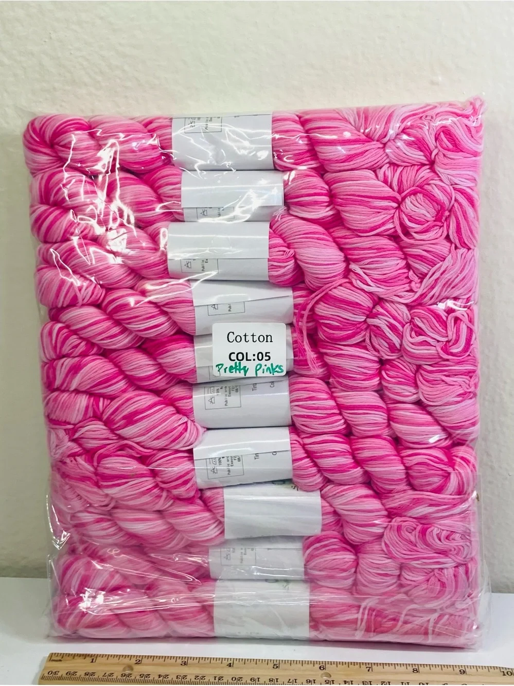 10 NEW (~500g total, ~50g ea.) 100% Cotton Variegated Hanks in Pretty Pinks